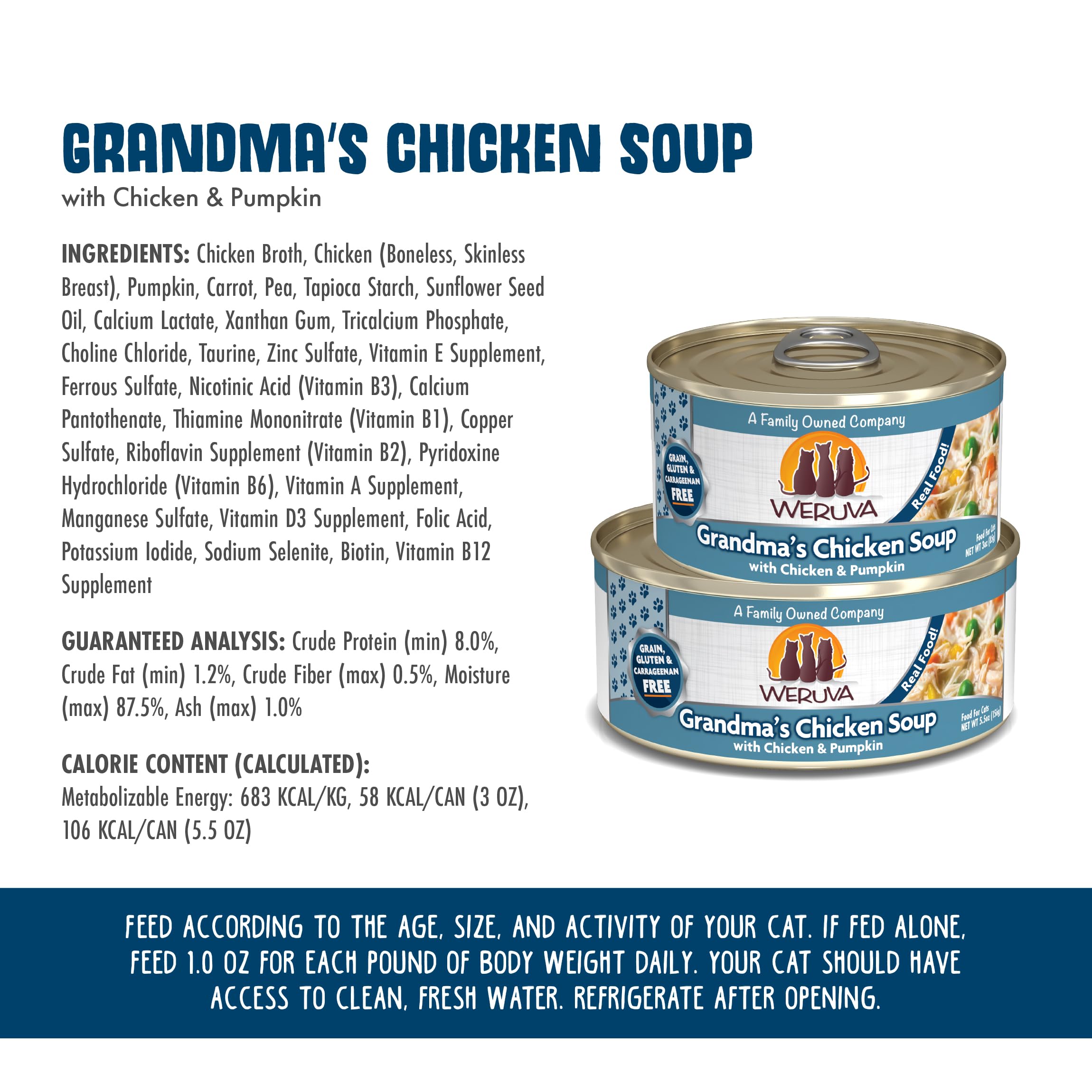 Weruva Grandma's Chicken Soup broth close-up emphasizes savory liquid base