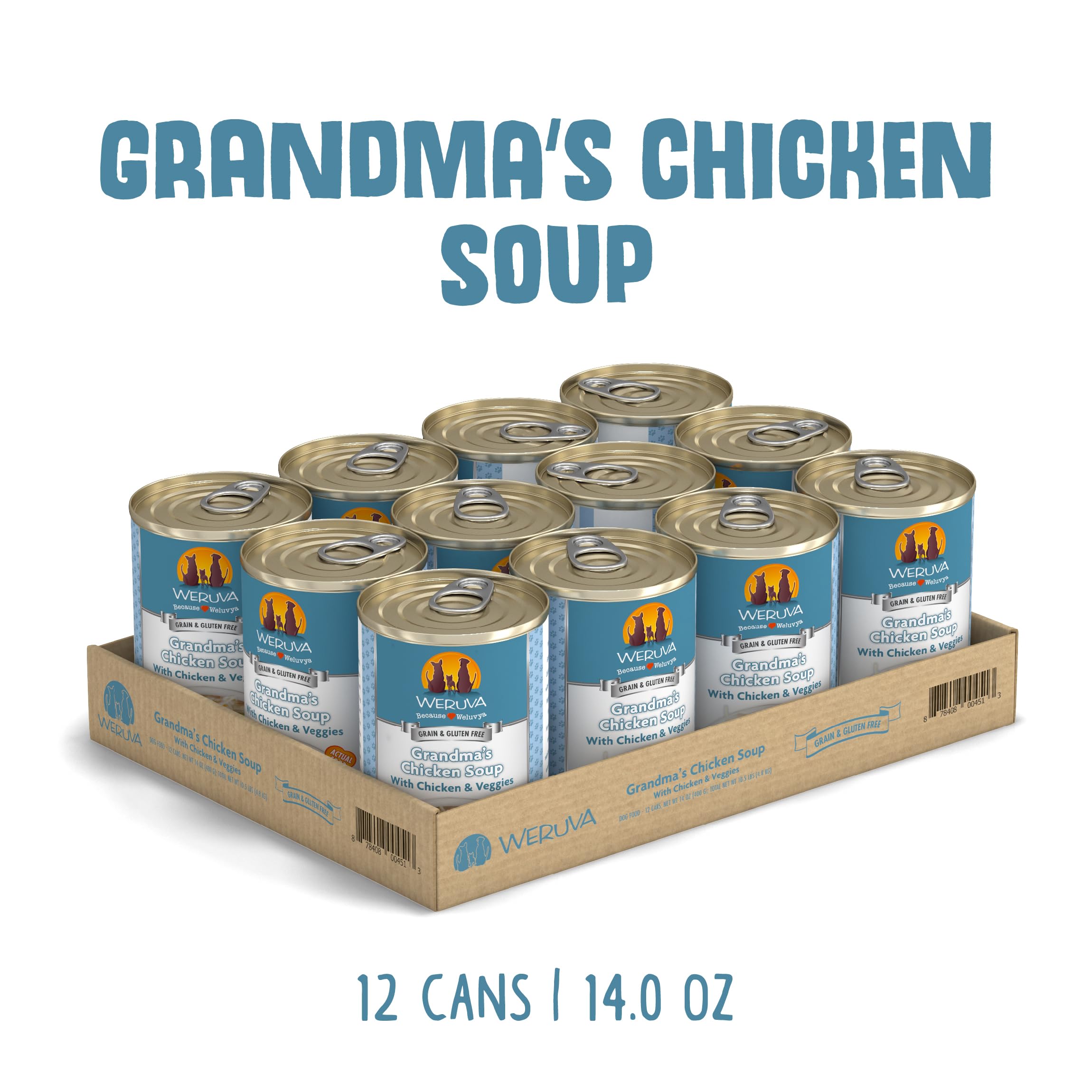 Grandma's Chicken Soup chicken breast visible in can by Weruva
