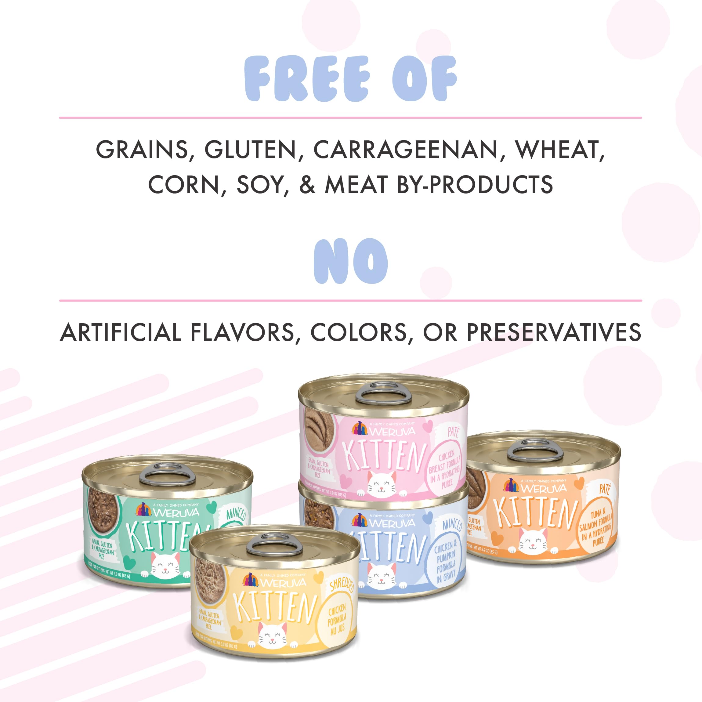 Weruva Kitten Can Jam! ingredient list focuses on grain-free protein and antioxidants.