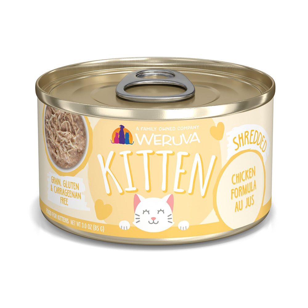 Weruva Kitten Chicken Au Jus 3oz can pack-12 for convenient, balanced meals.