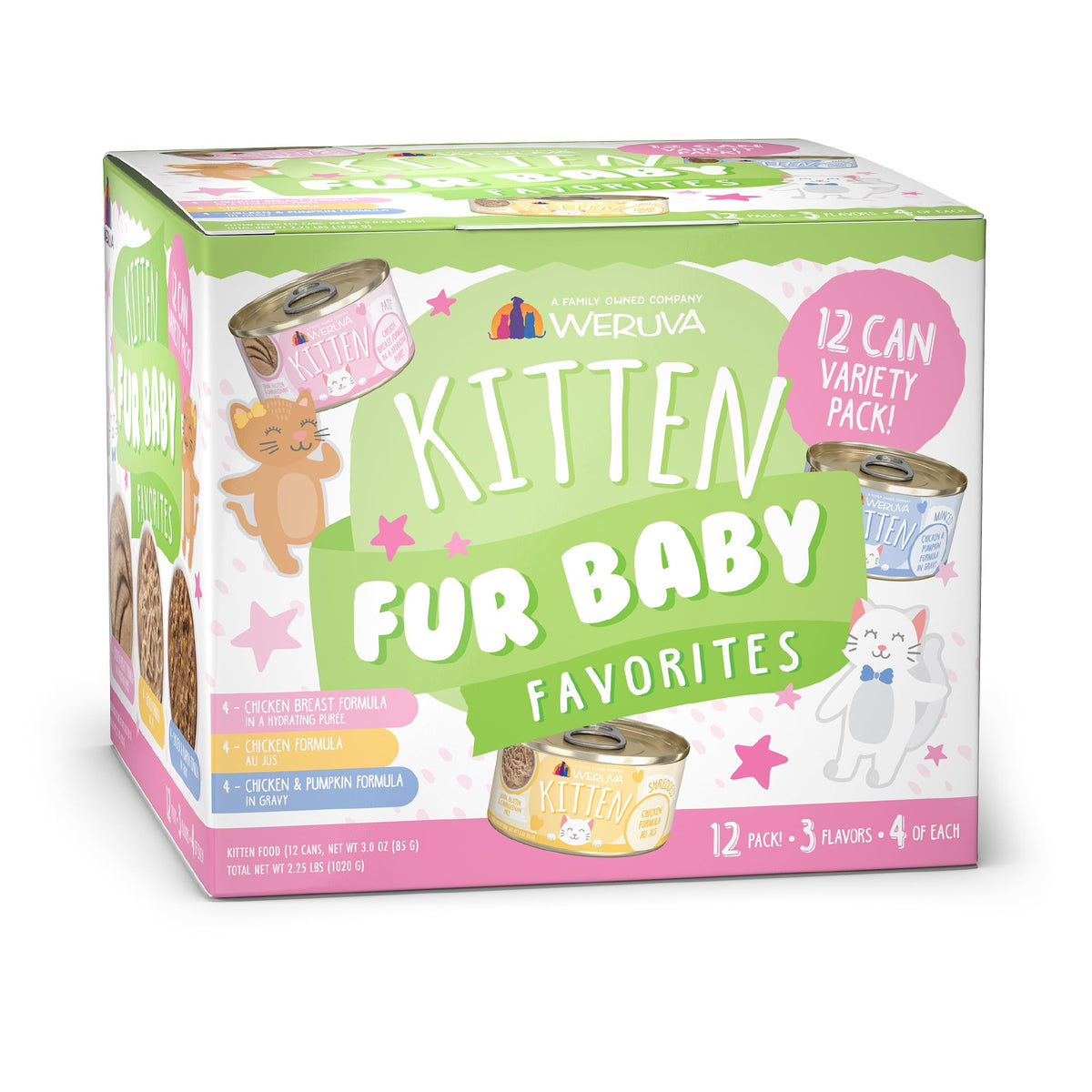 Weruva Kitten Variety Pack collection showing diverse flavors for growing kittens