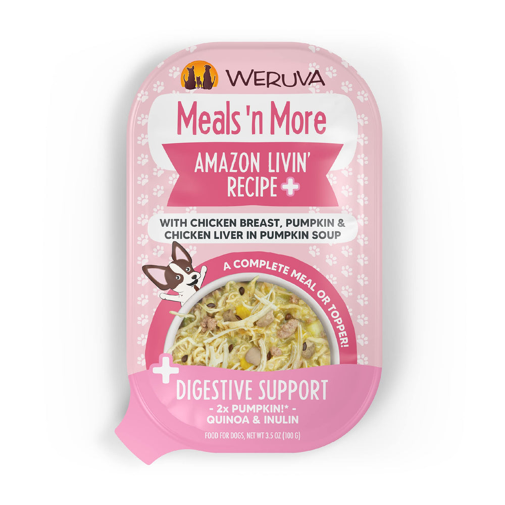 Weruva Meals 'n More digestive support cup pack 12, convenient daily portions for hydration.