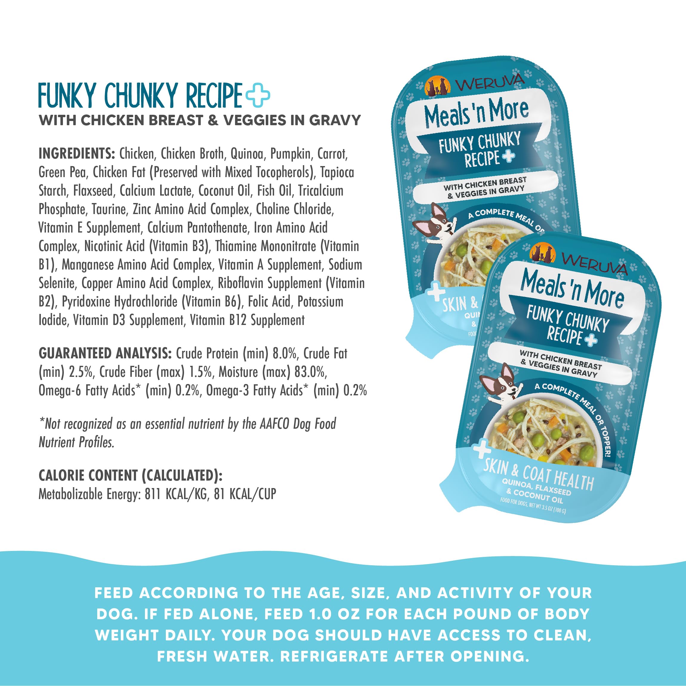 Weruva Meals 'n More Flaxseed Quinoa Cup, omega-rich blend supporting skin and coat.