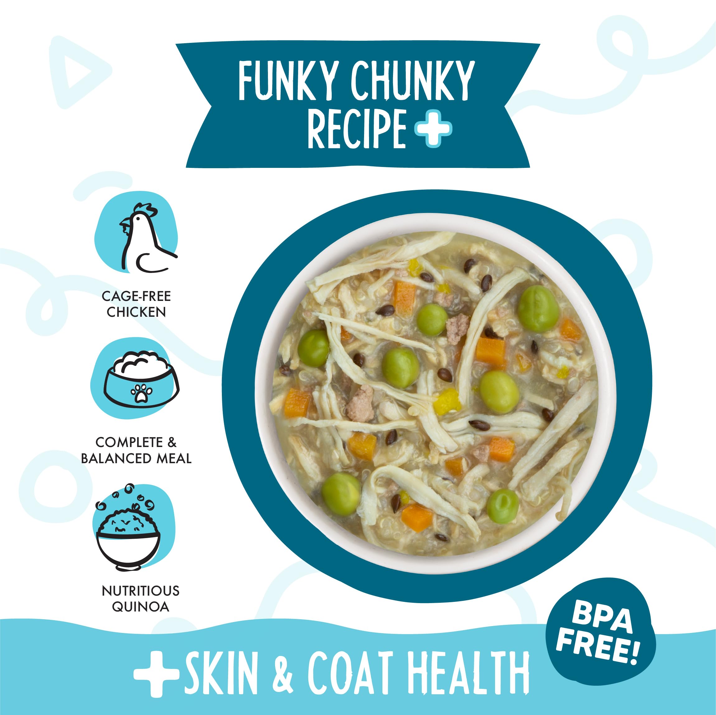 Weruva Meals 'n More Grain-Free Wet Dog Food Cup, grain-free recipe suitable for sensitive stomachs.