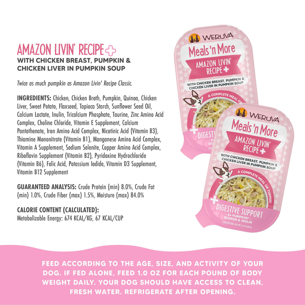 Weruva Meals 'n More cup featuring inulin for digestion-friendly ingredients.