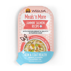 Weruva Jammin' Salmon Cup shows a tasty wet dog meal with hydration and protein appeal.