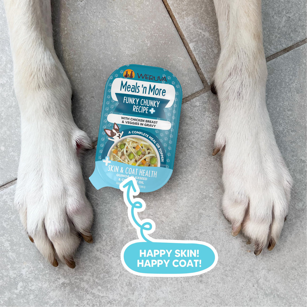 Weruva Meals 'n More Quality Ingredients Cup, family-owned brand with responsibly sourced ingredients.