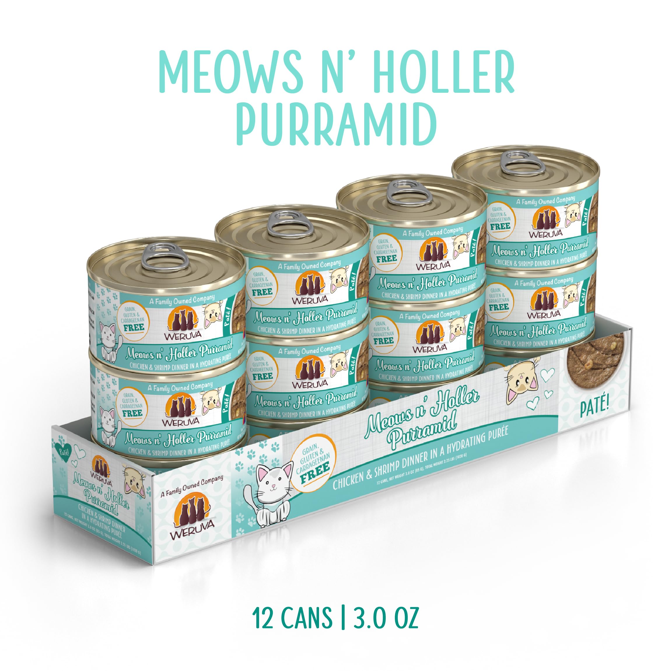 Weruva Meows n Holler PurrAmid cat pate texture close-up showing creamy consistency and appeal.