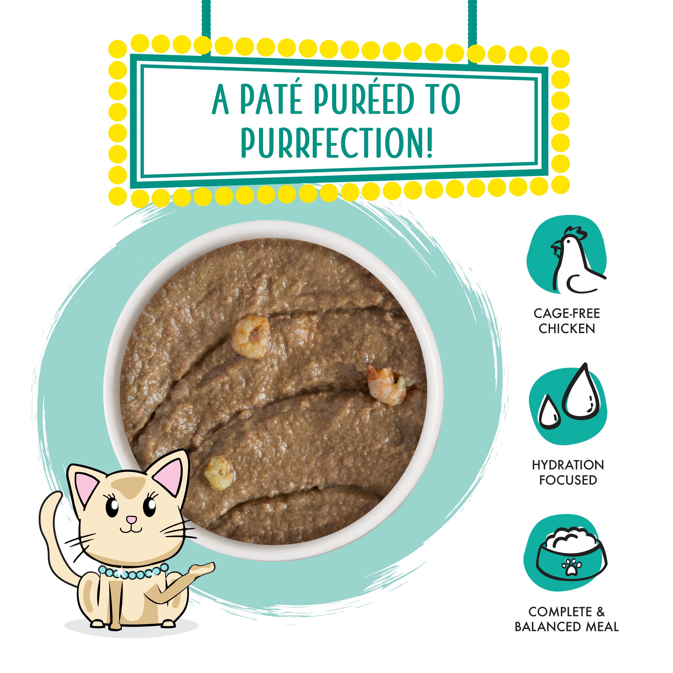 Weruva Meows n Holler PurrAmid grain-free formula with chicken and shrimp supports variety in meals.