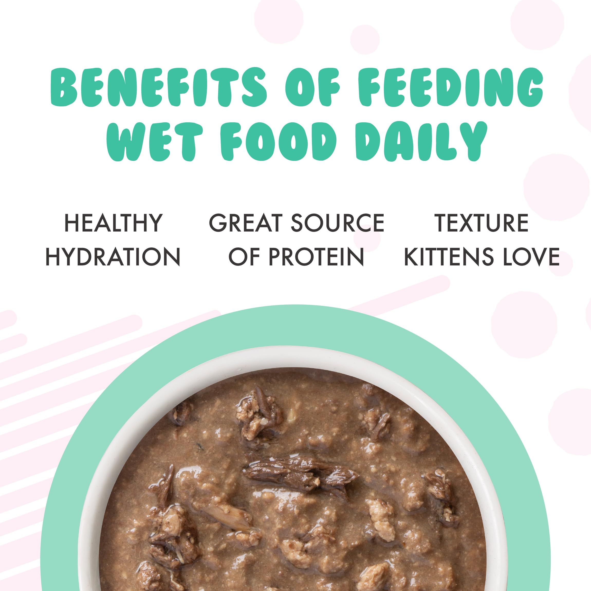 Graphic highlighting Weruva grain-free, additive-free recipe characteristics.