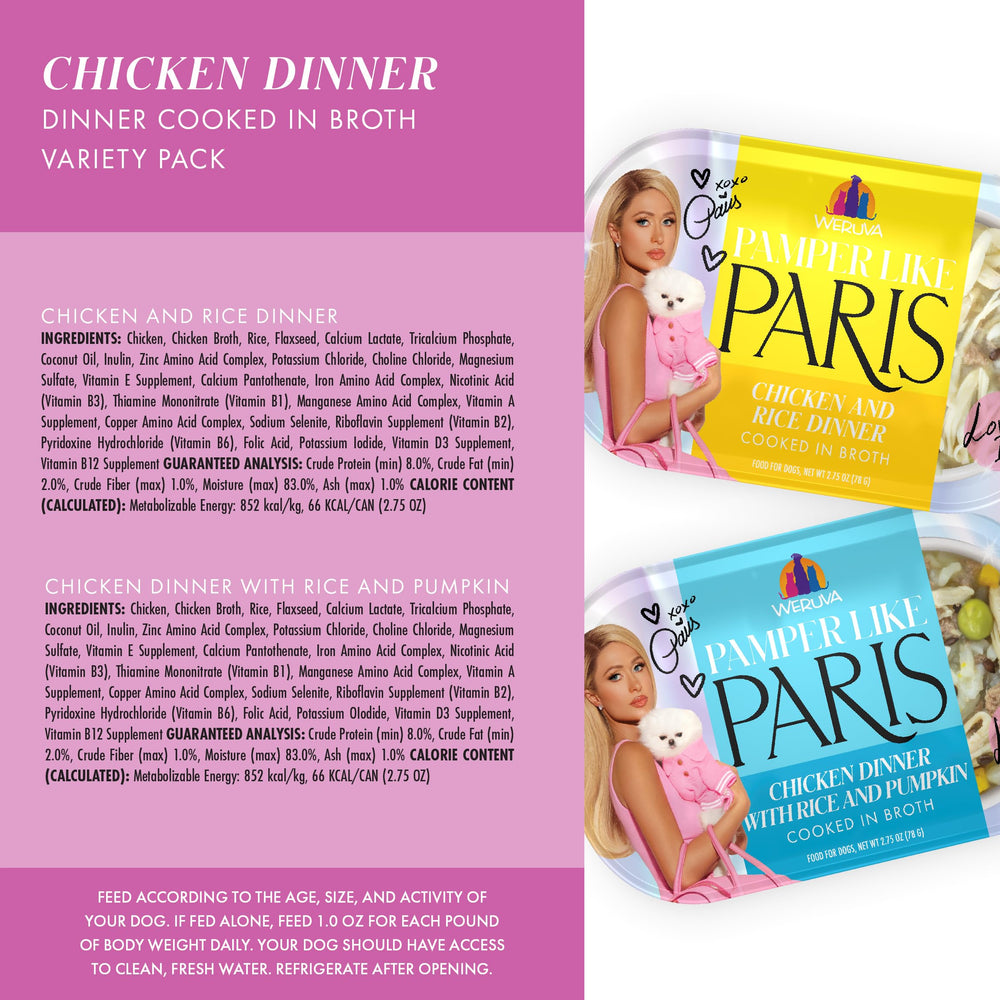 Weruva Pamper Like Paris pack of 10 cups for easy weekly meals.
