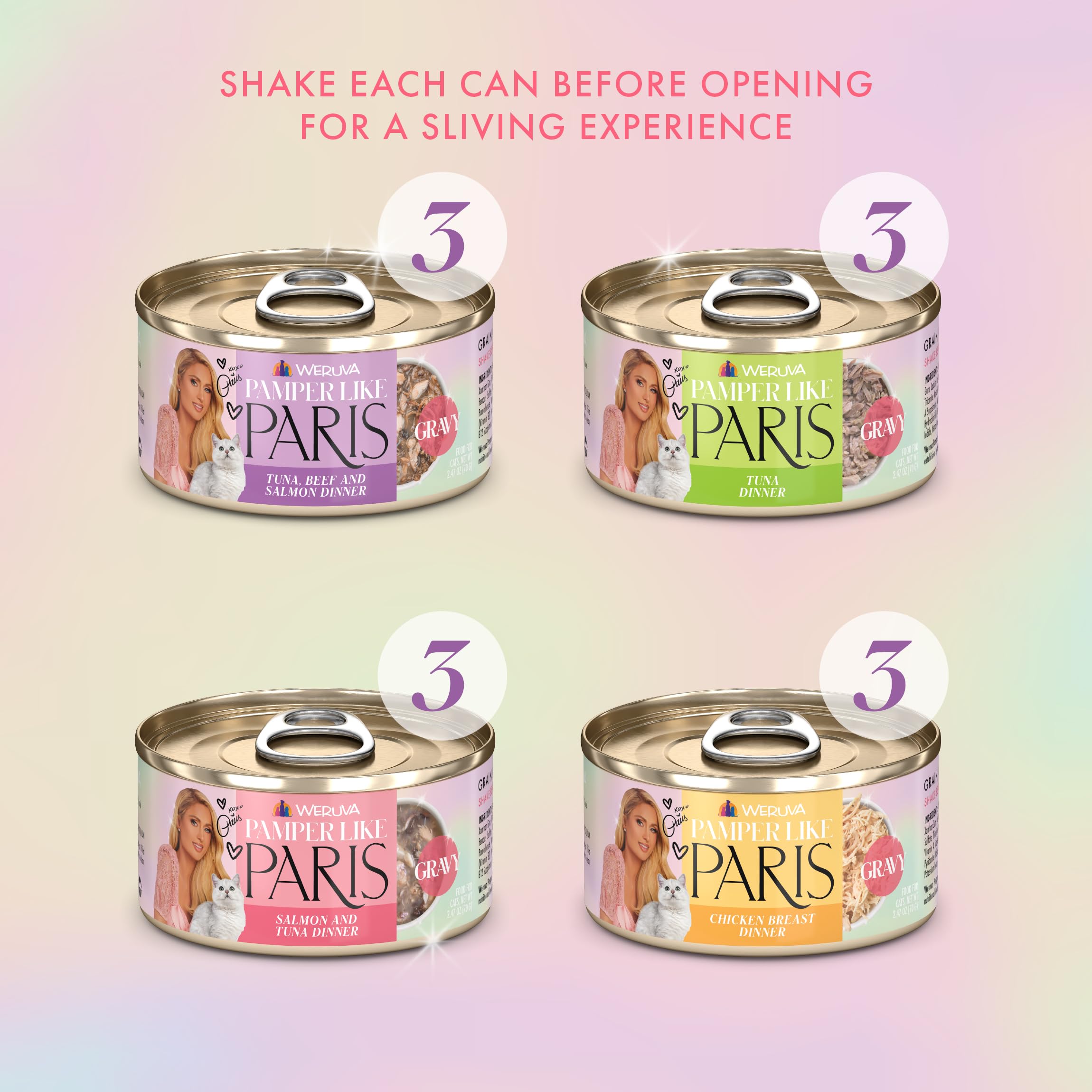 Label detail highlighting protein blend and free-from ingredients for discerning felines