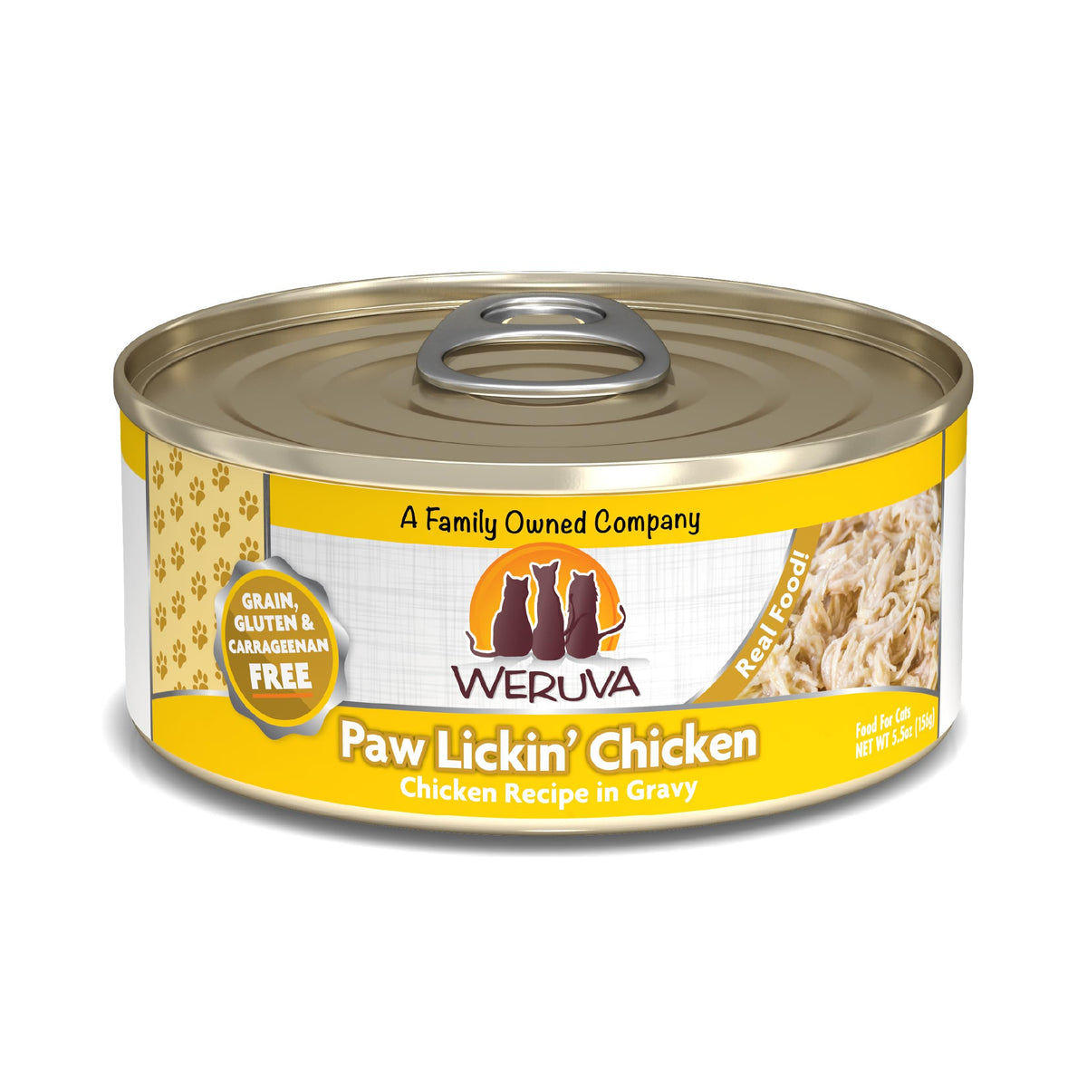 Weruva Paw Lickin’ Chicken in Gravy cat meal served, flavorful and appealing