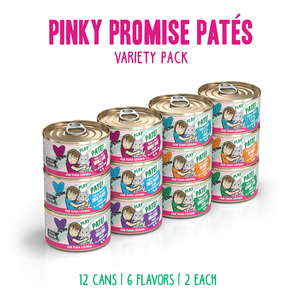 Weruva Pinky Promise Pates six-recipe variety for feline flavor exploration.