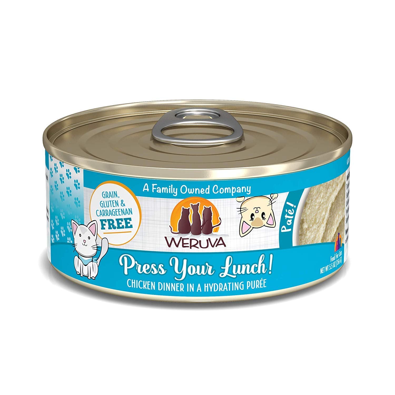 Weruva Press Your Lunch chicken pate can close-up, creamy texture ideal for picky eaters