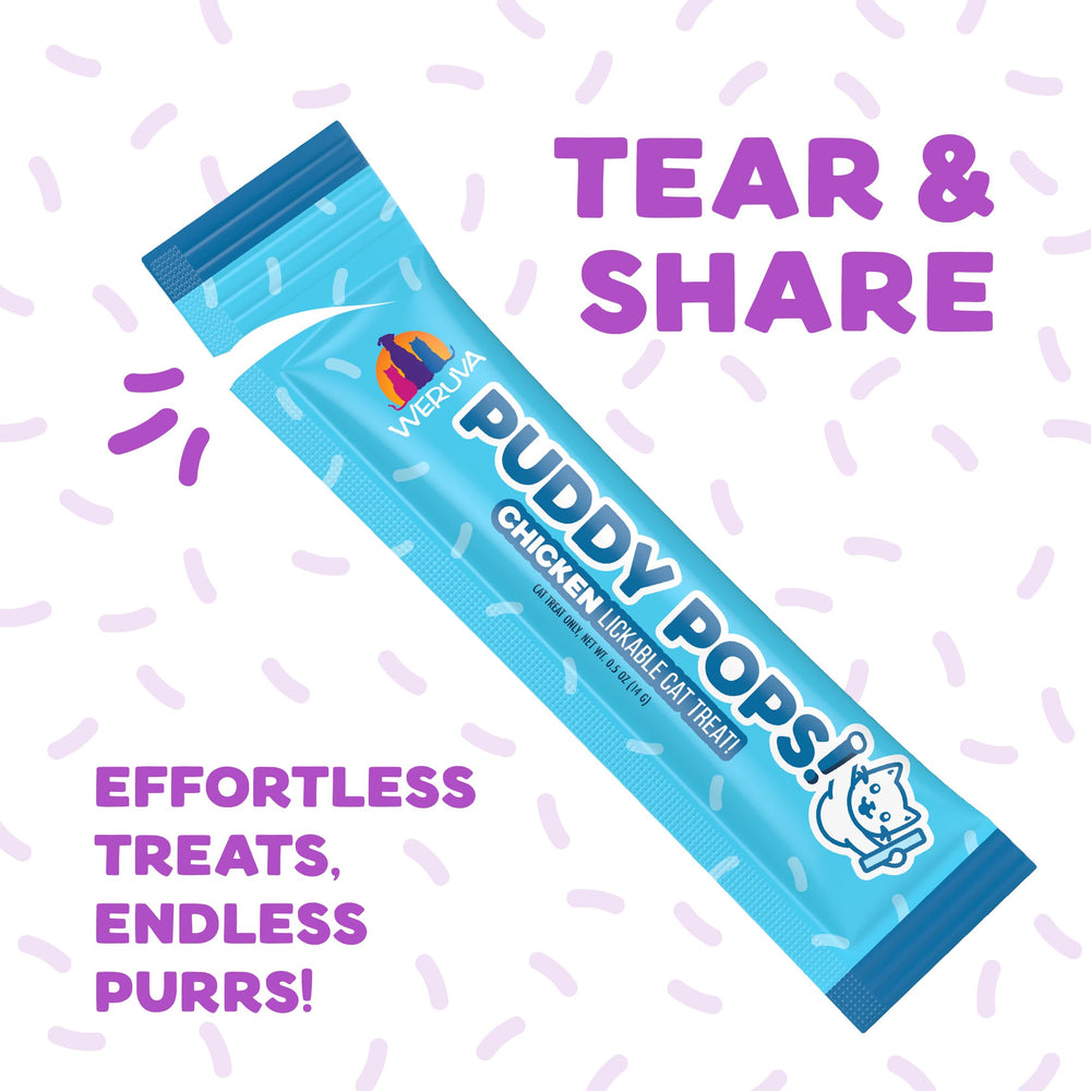 Family-owned Weruva brand banner with Puddy Pops packaging