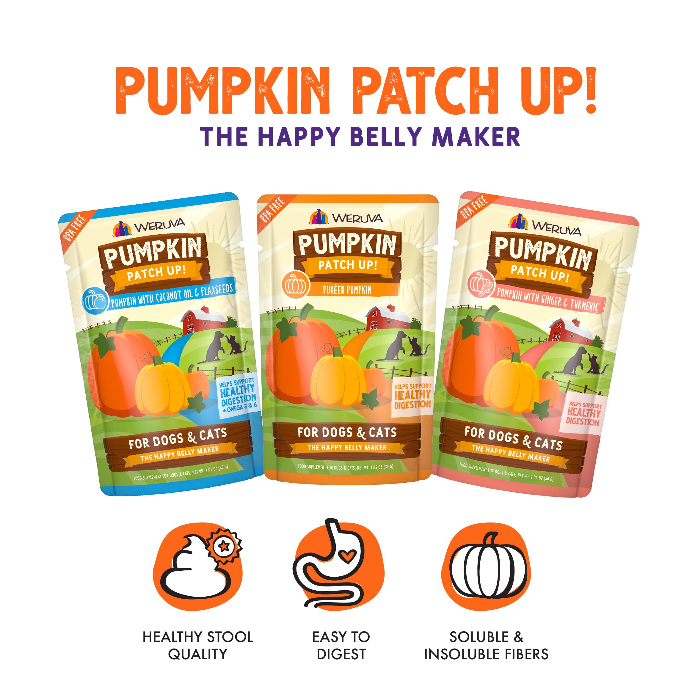 Weruva Pumpkin Patch Up! Coconut Oil & Flaxseeds pouch aids digestive comfort and easy feeding
