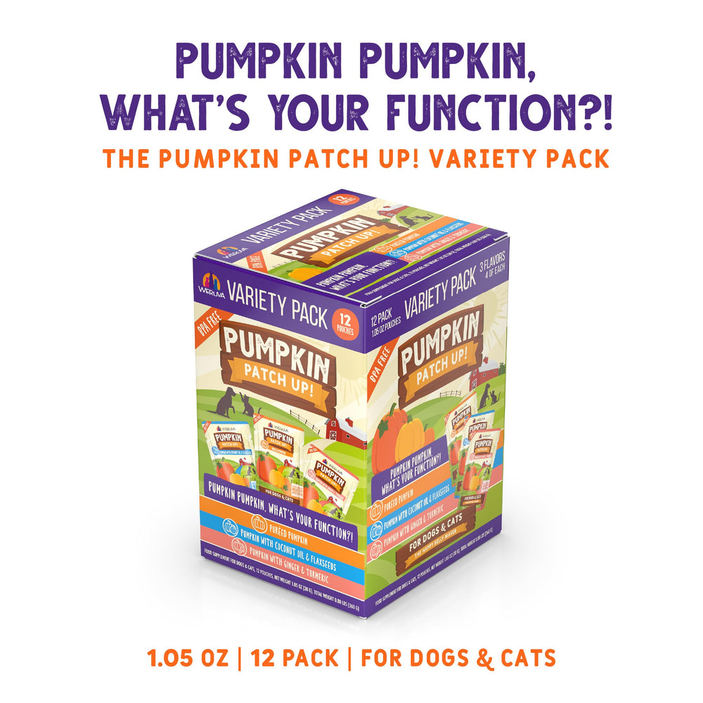 Weruva Pumpkin Patch Up! Ginger & Turmeric pouch supports stomach comfort and flavor variety