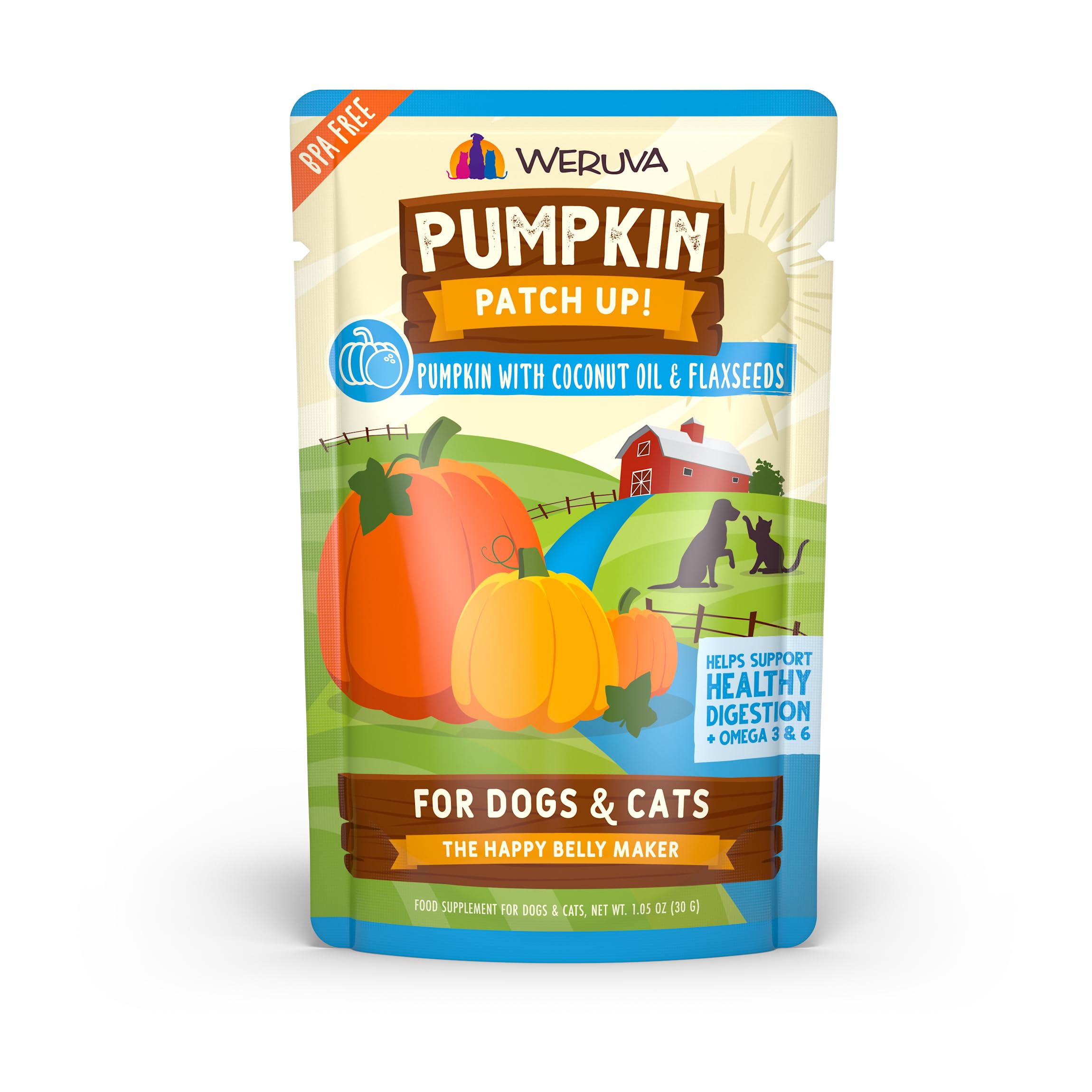 Weruva Pumpkin Patch Up! pouch packaging on shelf for easy meal portions