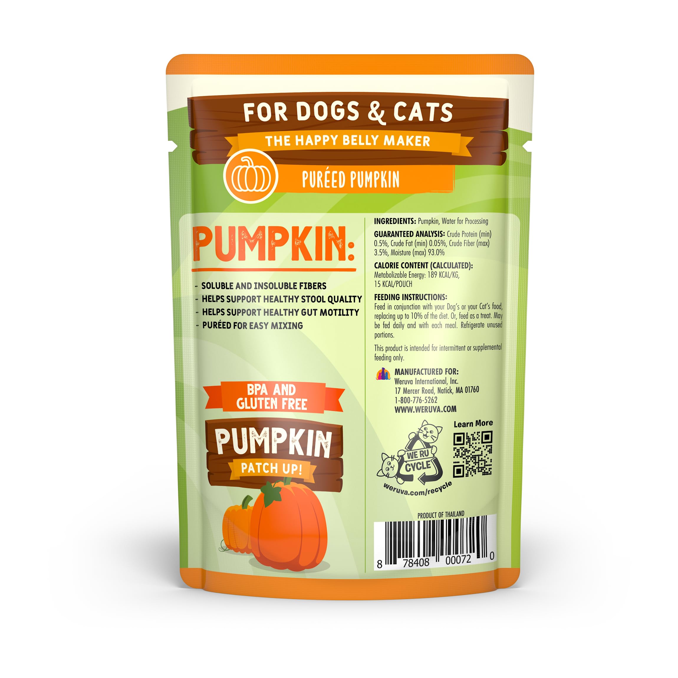 Close-up of pumpkin puree texture in Weruva Patch Up!, natural color and creaminess.