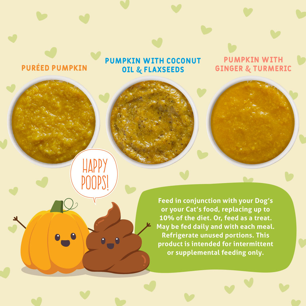 Weruva Pumpkin with Ginger & Turmeric pouch emphasizes spice blend for flavor and potential comfort.