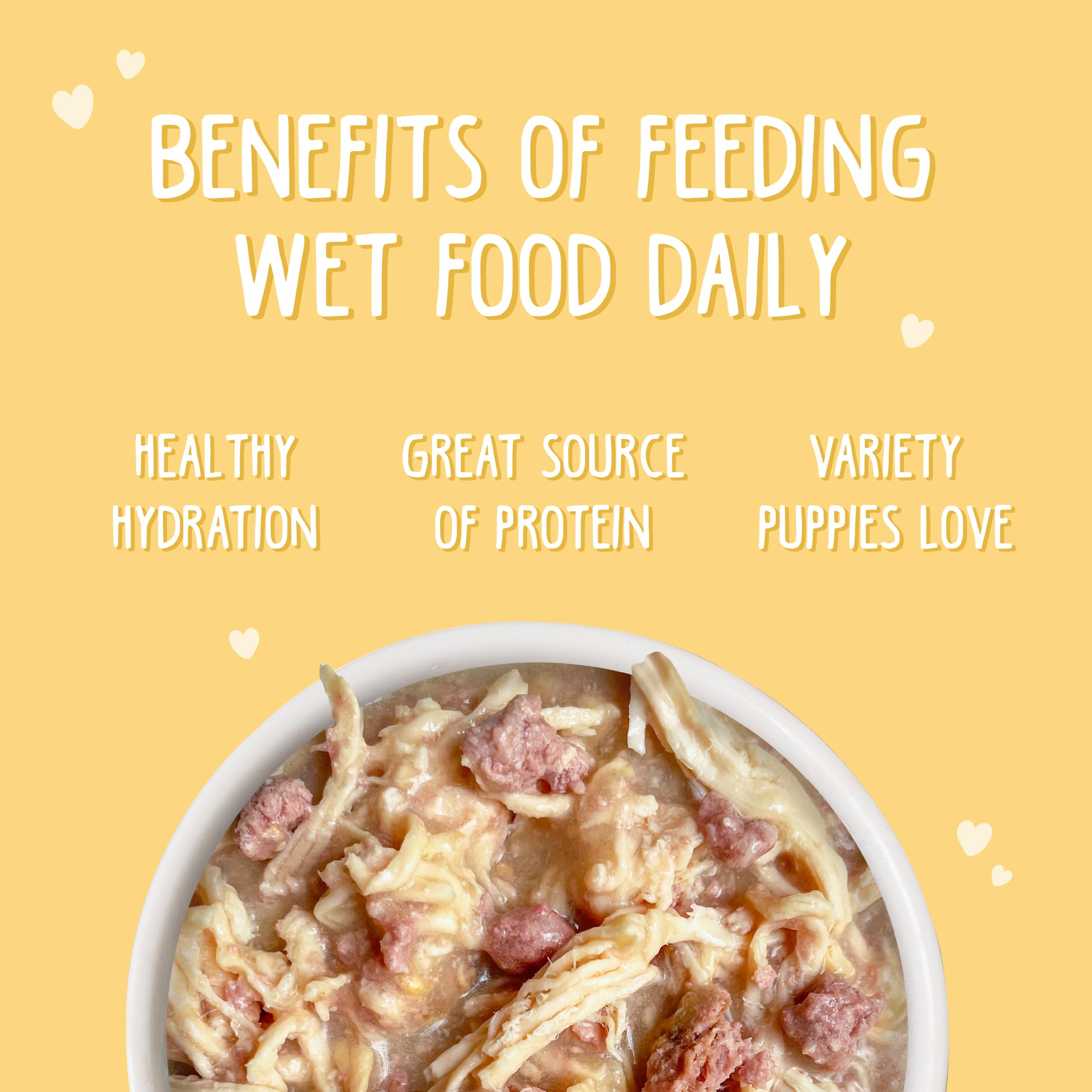 Ingredients label highlights gluten-free, carrageenan-free formula from Weruva for puppies