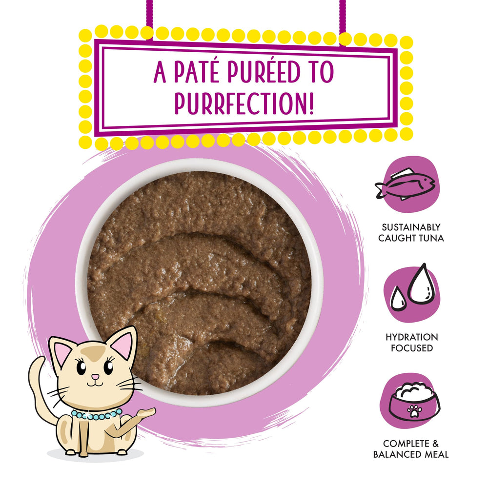 Weruva Tic Tac Whoa tuna-salmon pate can, high moisture aids hydration