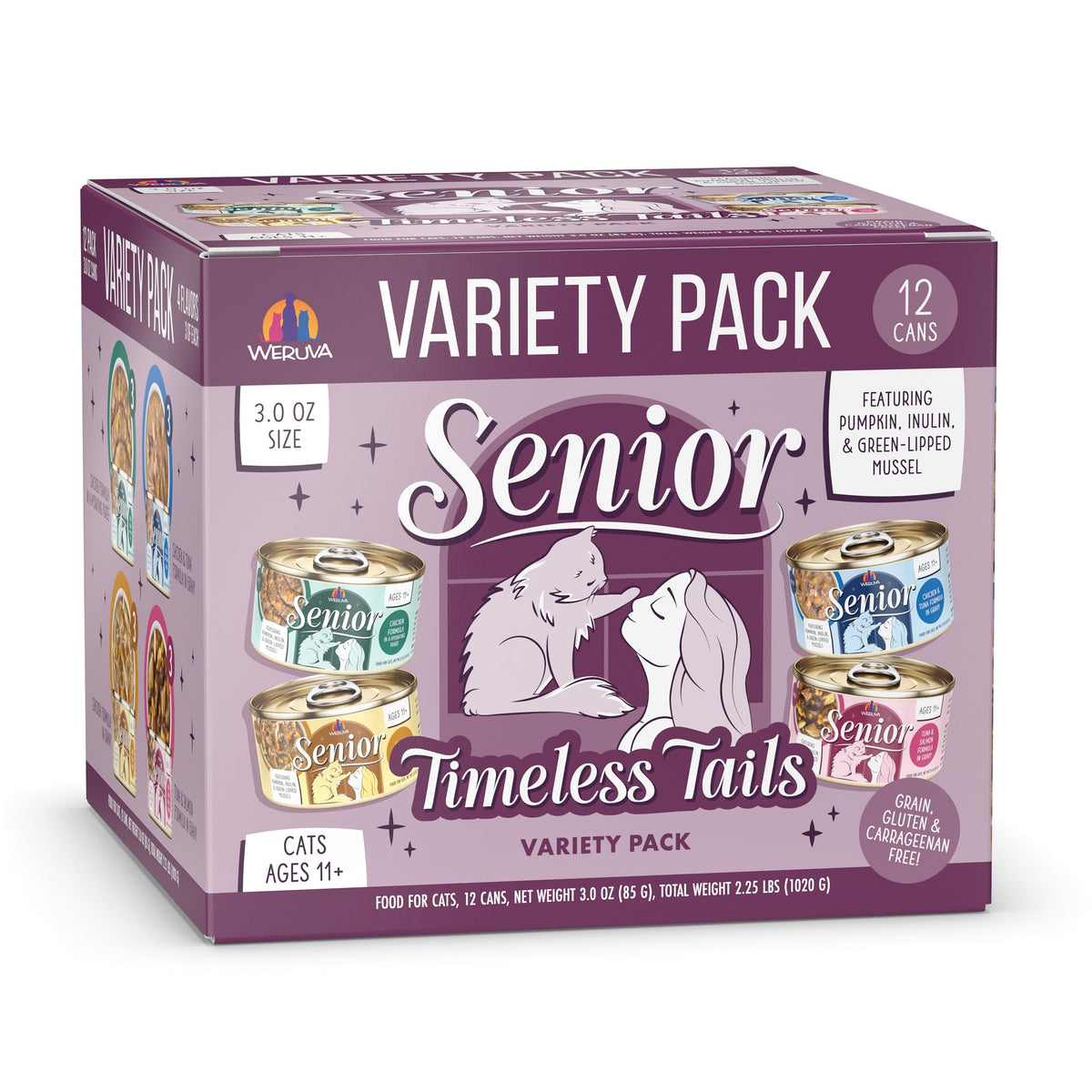Weruva Timeless Tails senior chicken 3oz can for aging cats with lean protein benefits
