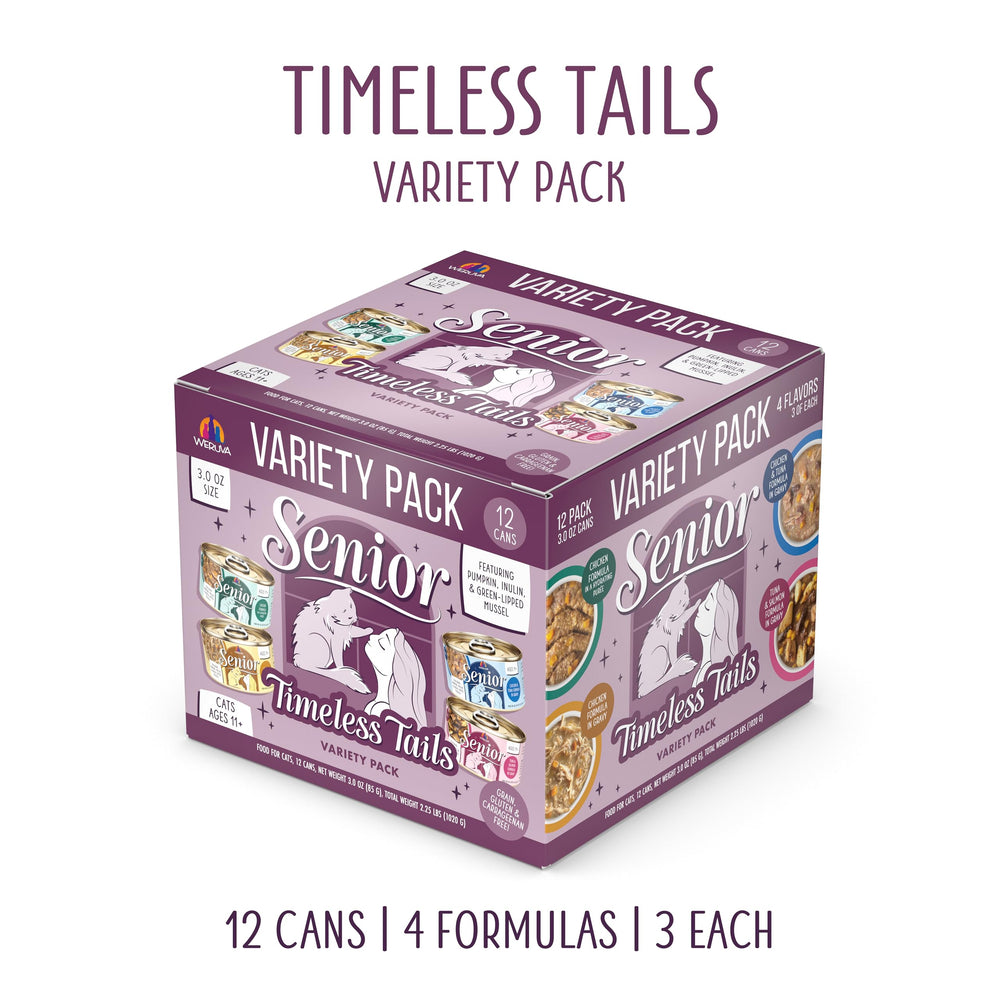 Weruva Timeless Tails senior salmon 3oz can supports hydration and flavor