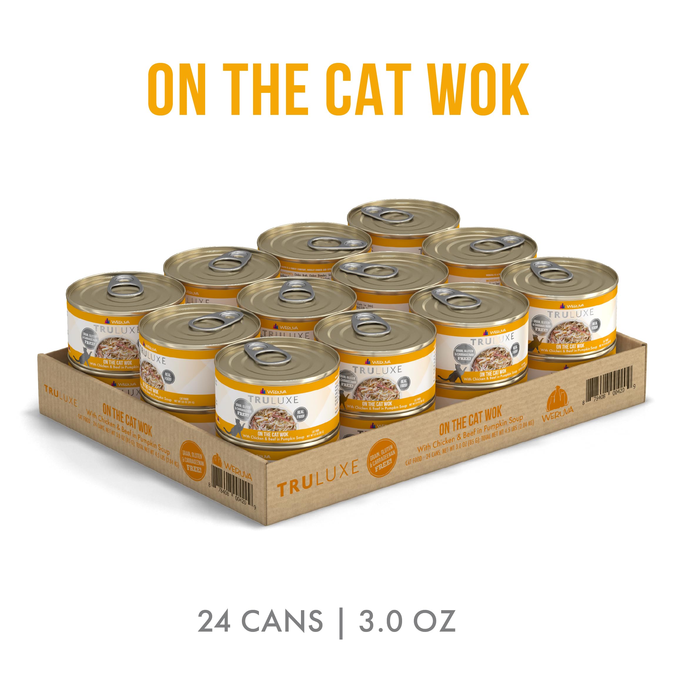 Weruva TruLuxe Chicken Breast and Beef in Pumpkin Soup—premium protein in 3oz can.