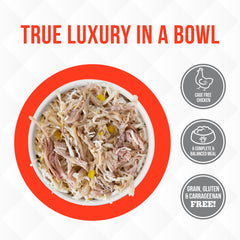 Pumpkin in gravy visible as Weruva TruLuxe is served in a bowl