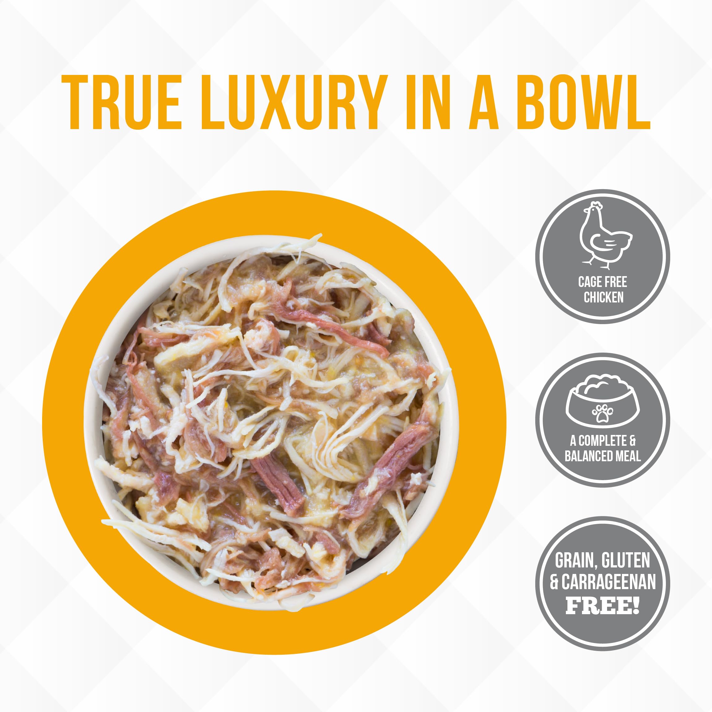 Weruva TruLuxe grain-free recipe with no carrageenan; supports a simple, wholesome meal.