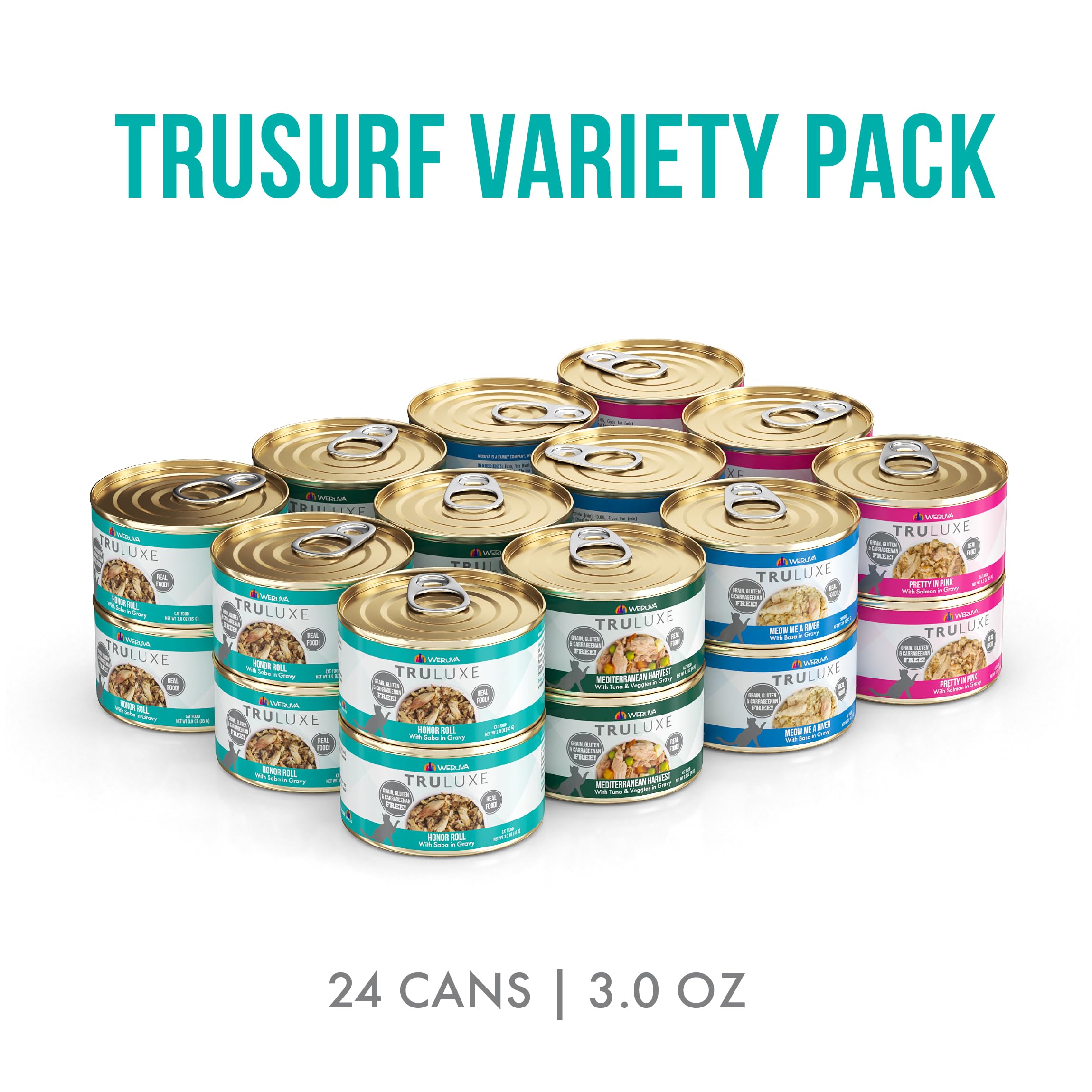 Weruva TruSurf Pretty In Pink 3oz can — rich seafood flavors for picky eaters.