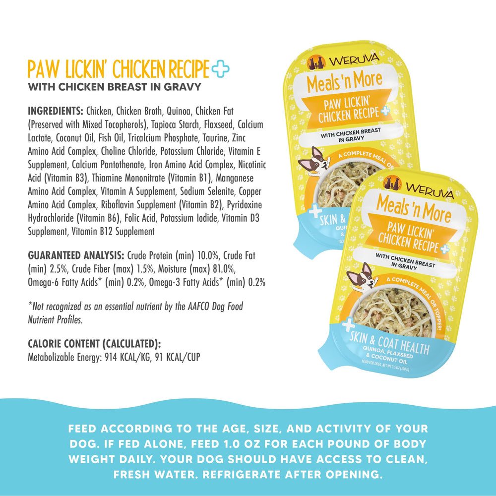Weruva white-meat-chicken-cups closeup shows premium protein in a savory serving.