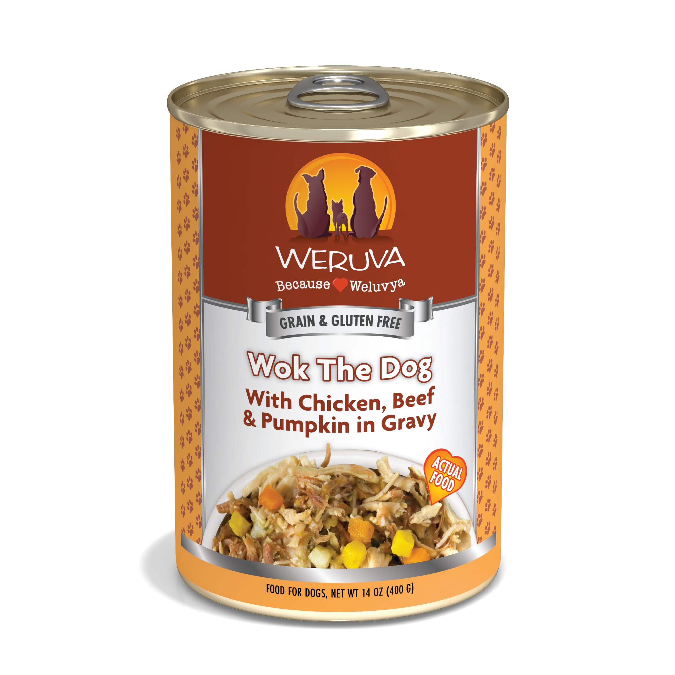 Weruva Wok The Dog can with chicken and beef in gravy for a tasty, protein-rich meal.