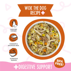 Pumpkin, quinoa, and inulin visible in Weruva Wok The Dog Plus dish.