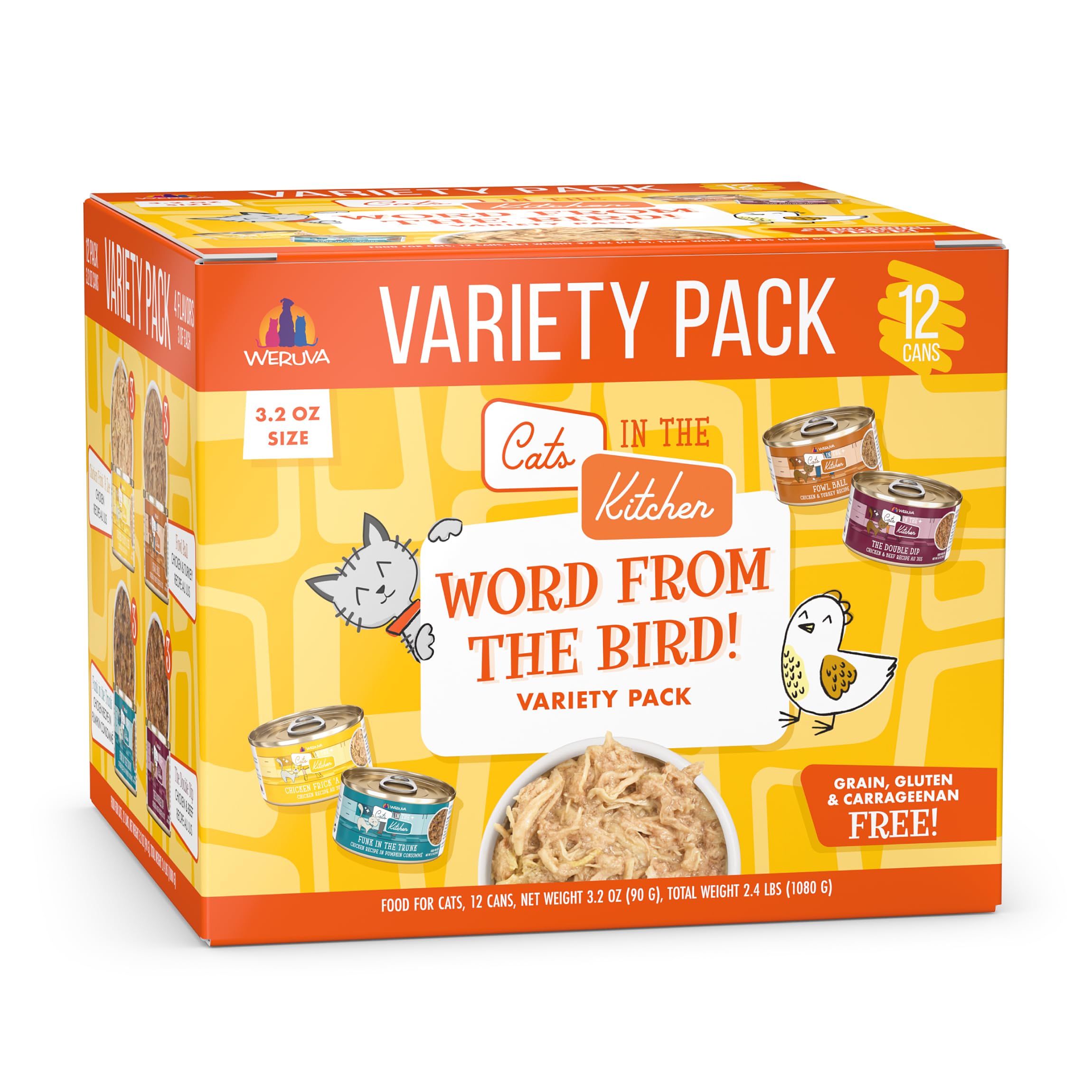 Weruva Word From The Bird variety pack cans for varied cat meals