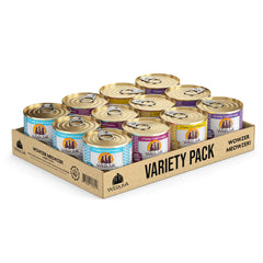 Weruva Wowzer Meowzer variety pack outer box for multi‑cat feeding