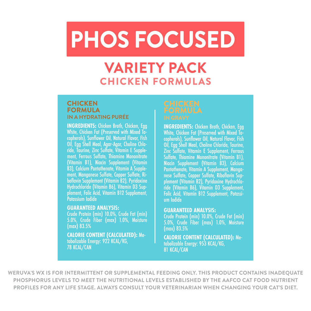 Weruva Wx Phos Focused bone-free proteins emphasize hydration with moisture-rich meals.