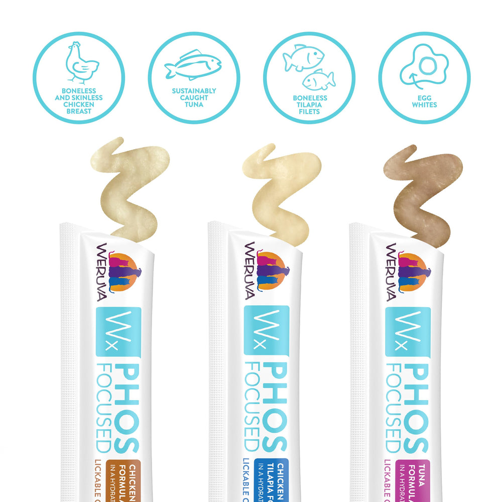 Chicken-egg-white Weruva Wx Phos Focused treat highlighting protein variety