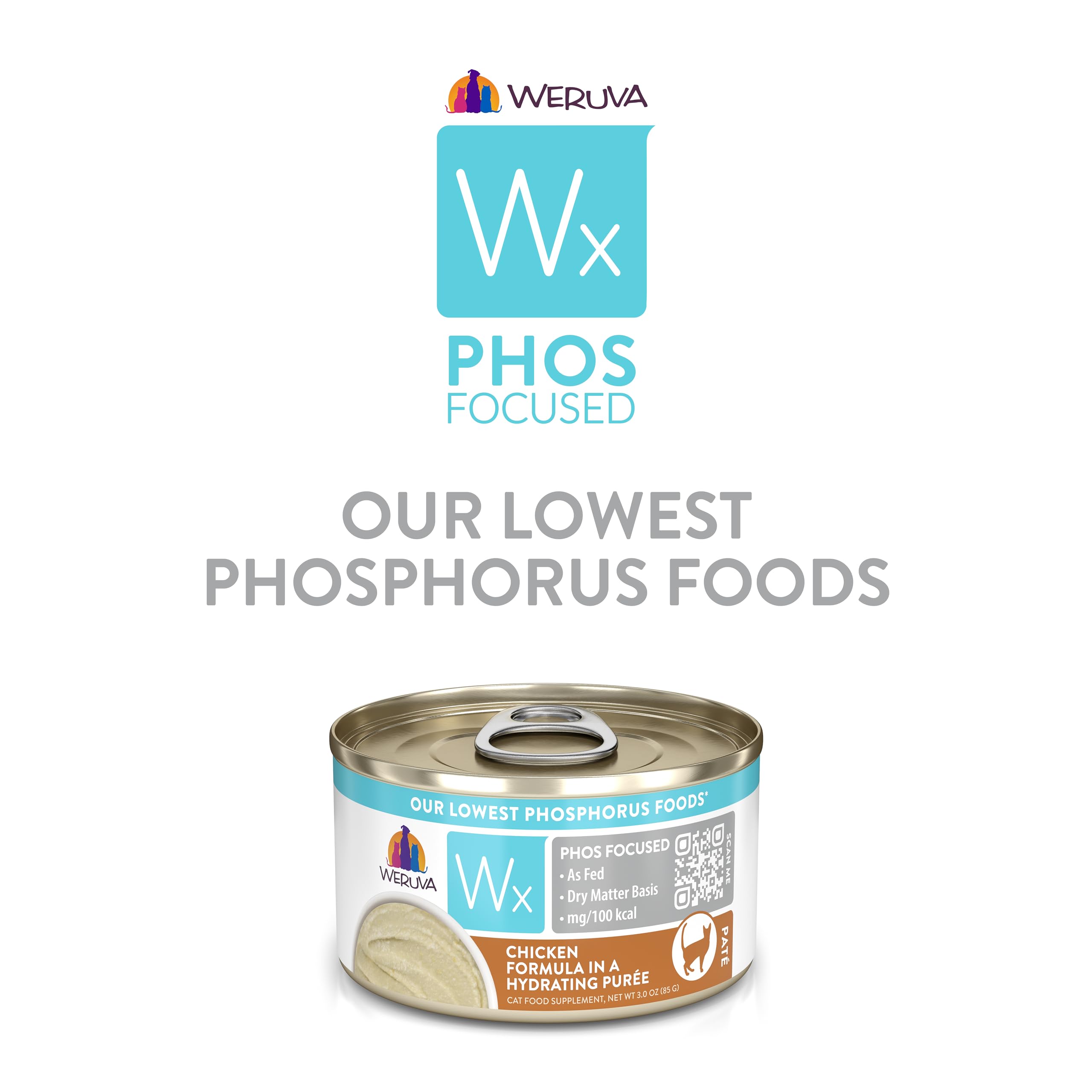 Pack of 12 WeruvaWx Phos Focused cans on display for convenient meals