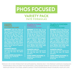 Nutrition facts for Weruva Wx Phos Focused pate emphasize protein balance.