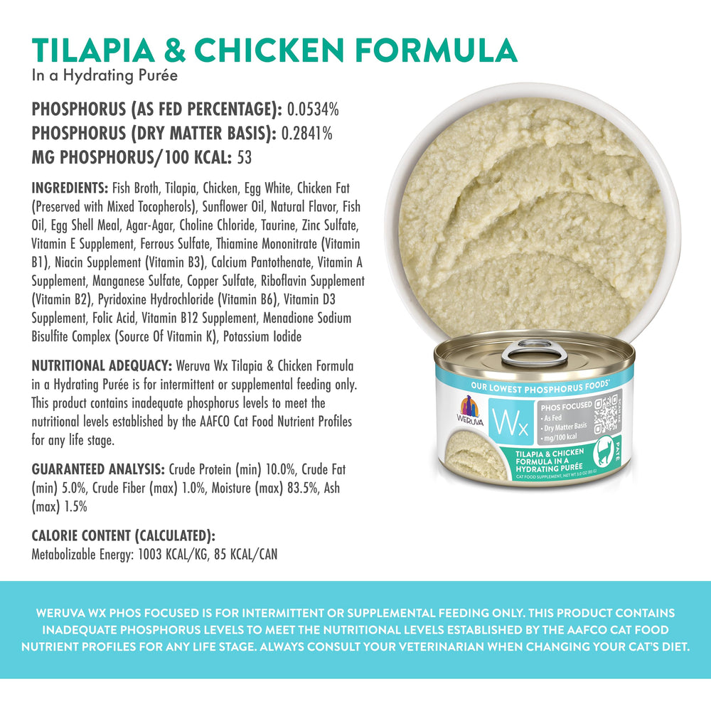 Cat-friendly serving in a bowl featuring Weruva Wx Phos Focused Purée
