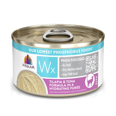 weruva wx phos focused tilapia-tuna puree 3oz can pack aids hydration with flavorful protein
