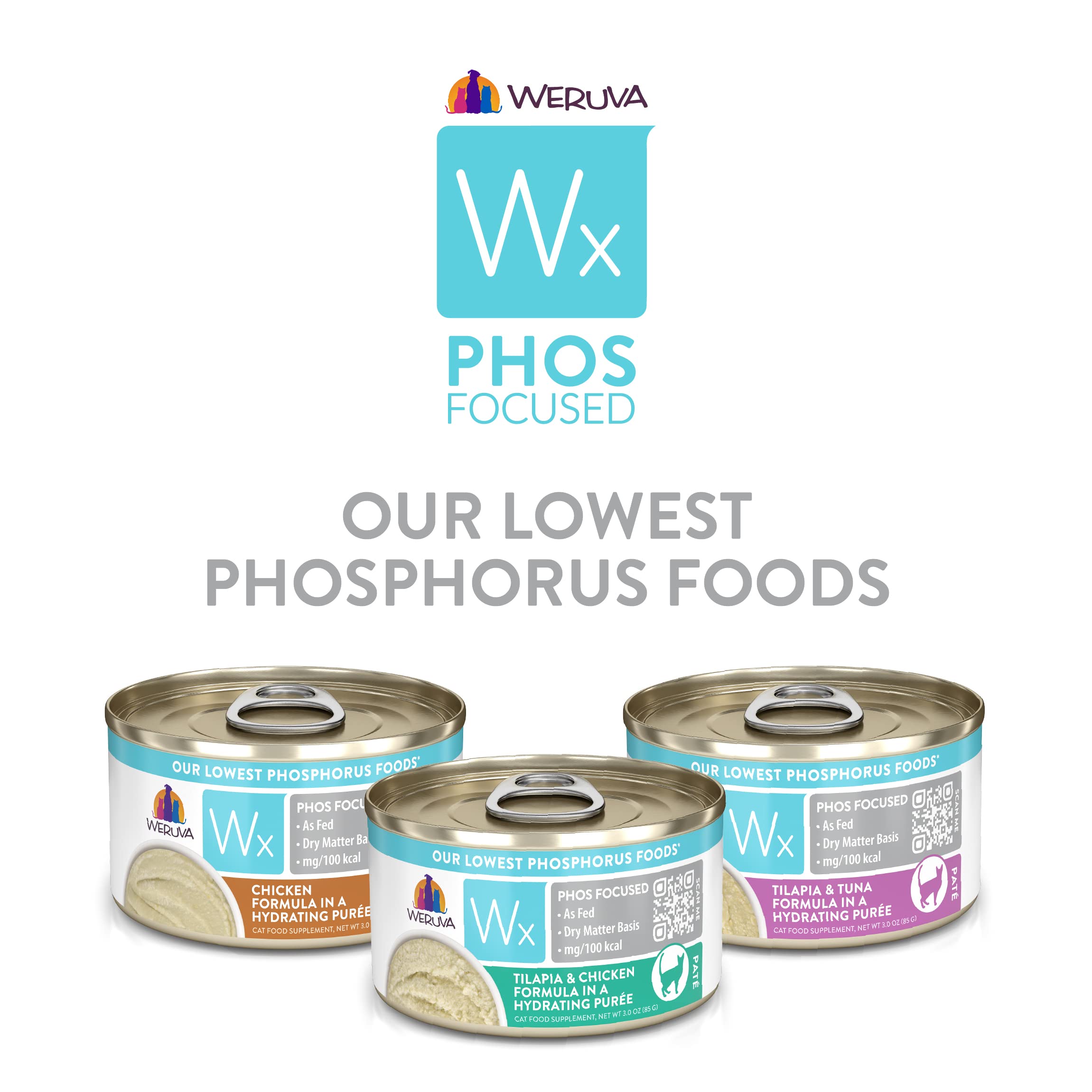 The Weruva WX Phos Focused variety pack offers multiple flavor options in 3 oz cans.