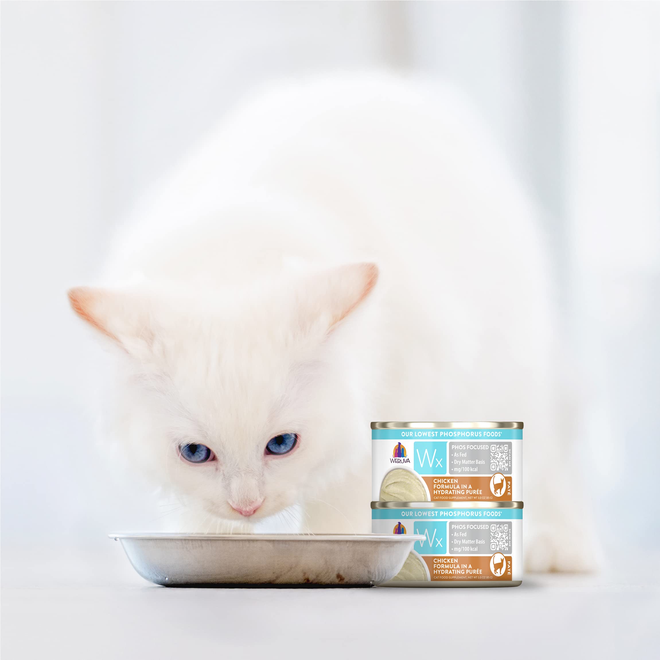 Canned format helps with freshness and precise portion control at mealtime with Weruva WX Phos Focused.