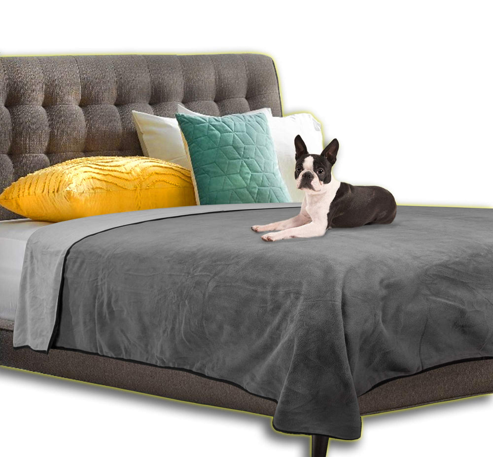 WESBRAD waterproof bed cover in slate grey shields your bed from liquids.