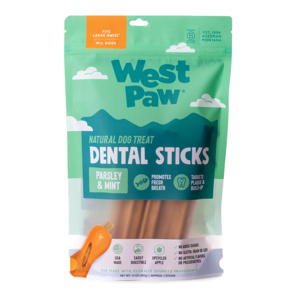 West Paw Dental Sticks Bozeman made design reflecting safety and quality.