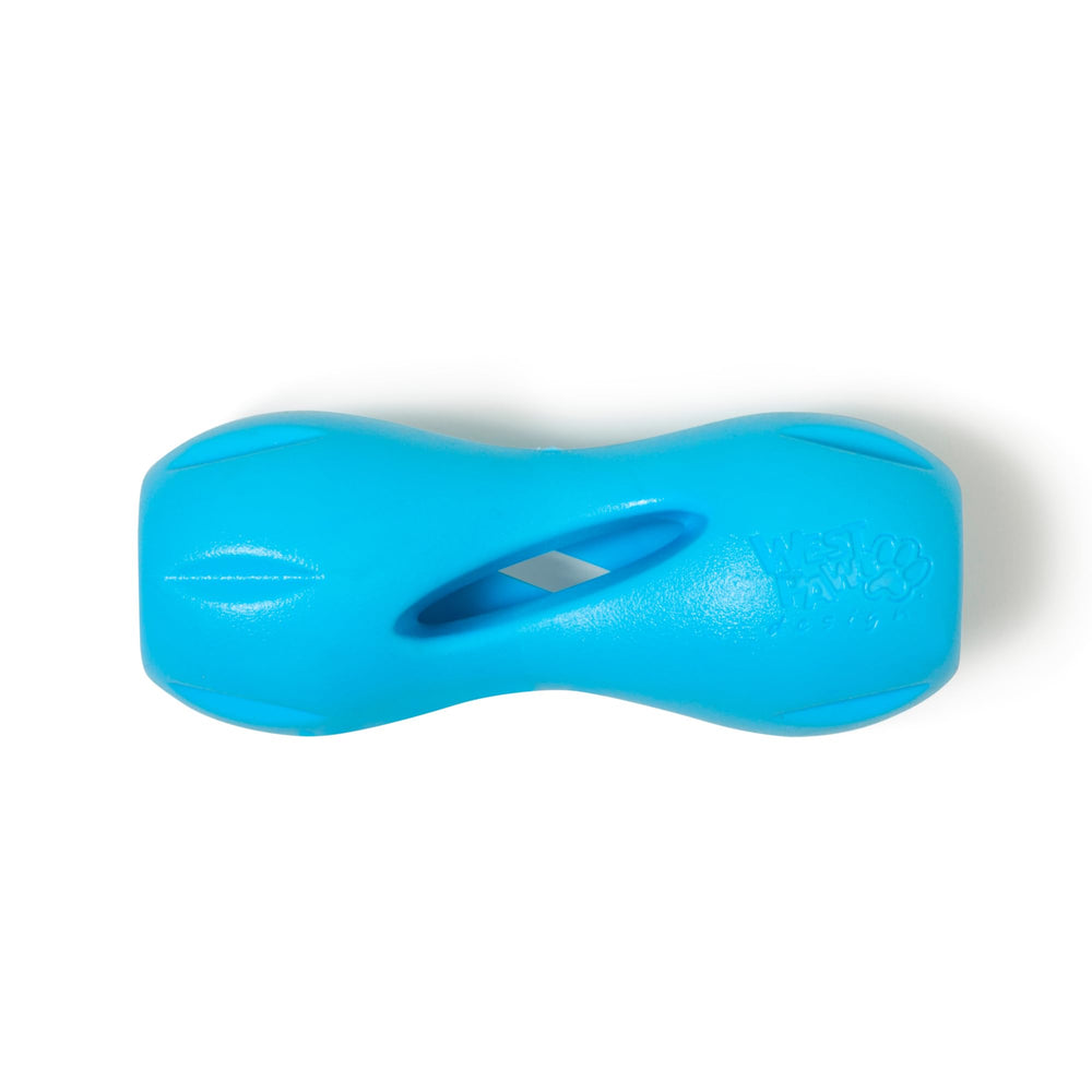 West Paw Qwizl durable toy front view, engaging dogs with challenging play