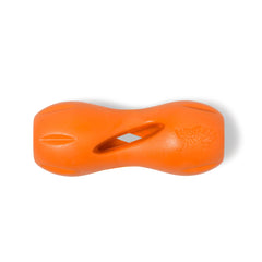West Paw Qwizl puzzle toy with bully sticks for extended, interactive chewing.